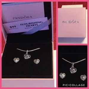 Pandora necklace and earring set. NWT